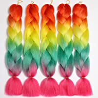 Los mejores  - Showjarlly 5 Piezas Ombre Jumbo Braid Pelo Sintético 24 Pulgadas 100g Kanekalon Extensiones de Trenzado de Cabello Para…